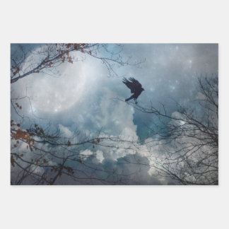 Celestial Sky Bird Wrapping Paper Sheet