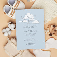 Celestial Sky Cloudy Light Blue Baby Shower