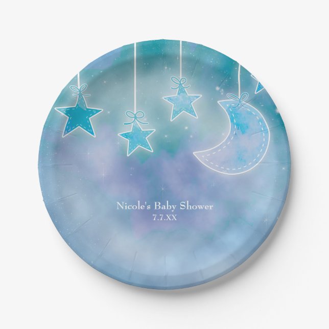 Celestial Sky Galaxy Cosmic Baby Shower Plates (Front)