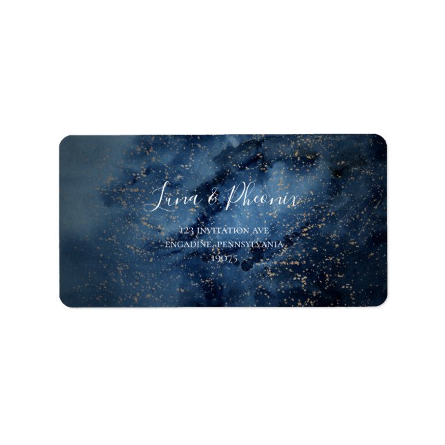 Celestial Sky | Gold Wedding RSVP Address Labels (Front)