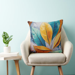 Celestial Sky Leaves Sunlit Abstract Art Cushion