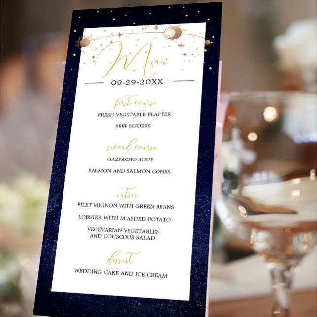 Celestial Sky Moon Stars Modern Elegant Wedding  Programme (Creator Uploaded)