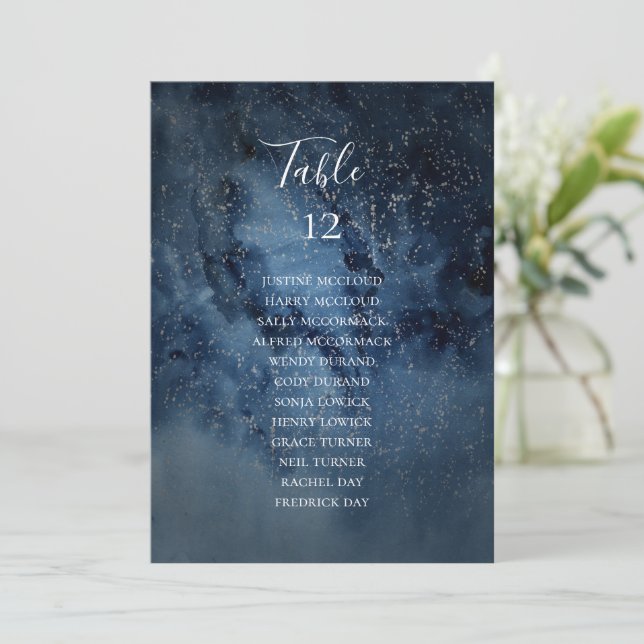 Celestial Sky | Silver Table Number Seating Chart (Standing Front)