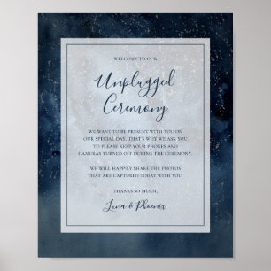 Celestial Sky With Frame Unplugged Ceremony Sign
