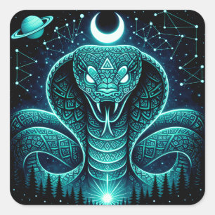 Celestial Snake – Cosmic Ancient Wildlife Galaxy Square Sticker