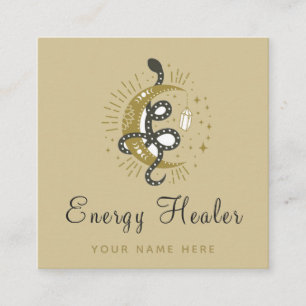 Celestial Snake Moon Sparkle Mystic Energy Healer Square Business Card