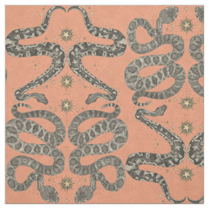celestial snakes peach fabric