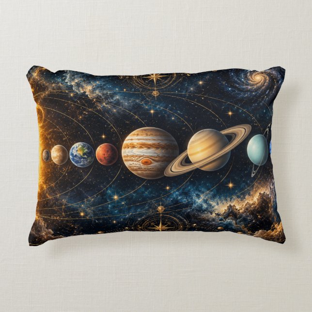 Celestial Solar System Planets Decorative Cushion (Front)