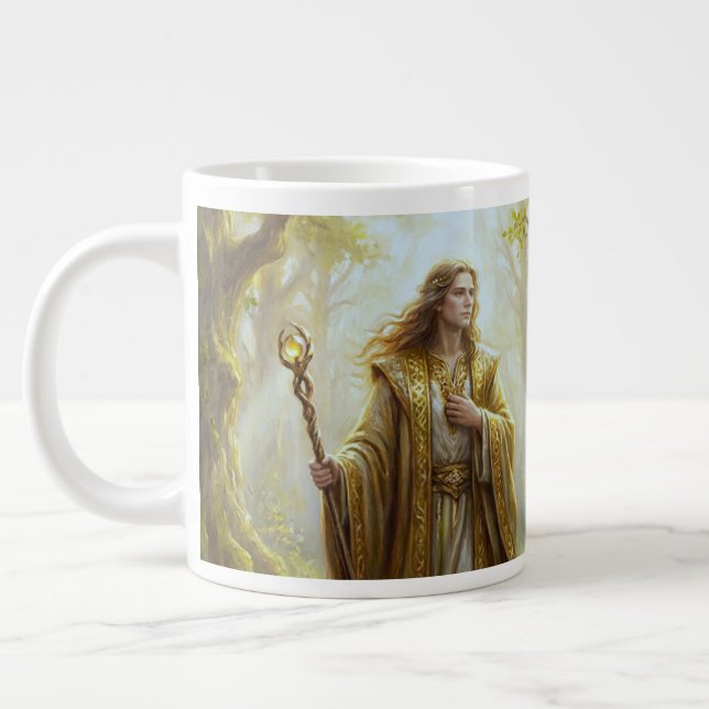 Celestial Sorcerer in Sunlit Grove Large Coffee Mug (Left)