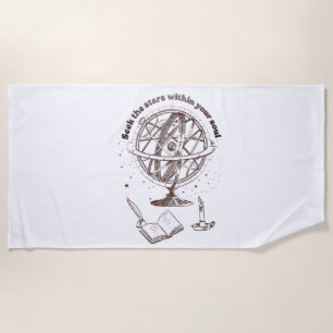 Celestial Soul Wisdom   Vintage Armillary Sphere  Beach Towel