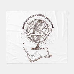 Celestial Soul Wisdom   Vintage Armillary Sphere  Fleece Blanket