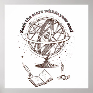 Celestial Soul Wisdom   Vintage Armillary Sphere  Poster