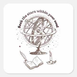 Celestial Soul Wisdom | Vintage Armillary Sphere  Square Sticker