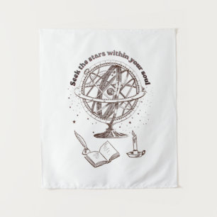 Celestial Soul Wisdom Vintage Armillary Sphere Tapestry