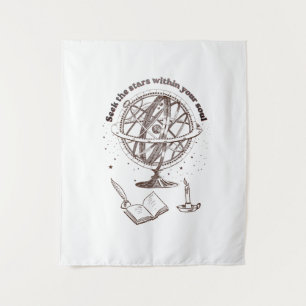 Celestial Soul Wisdom Vintage Armillary Sphere Tapestry