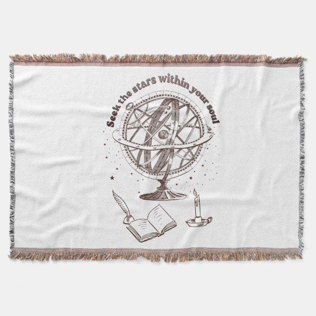 Celestial Soul Wisdom | Vintage Armillary Sphere  Throw Blanket (Front)