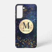 Celestial Space Gold Stars & Moon Monogram