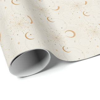 Celestial space light star moon universe fabrics wrapping paper