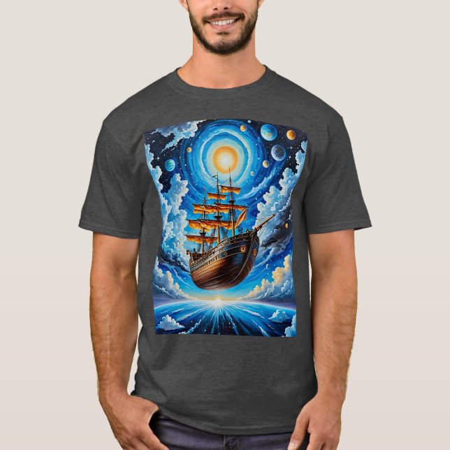 Celestial Space Pirate Ship T-Shirt (Front)