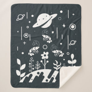 Celestial Space Shrimp & Planets Sherpa Blanket