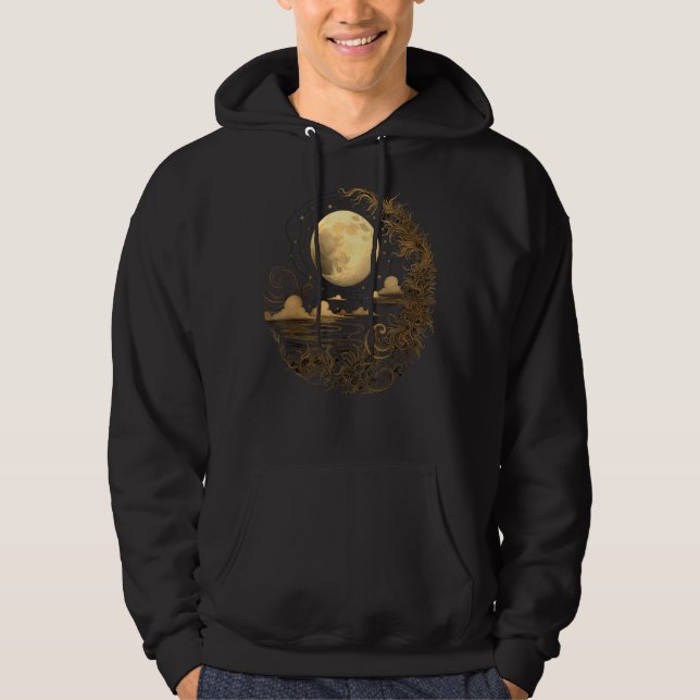 Celestial Space Sun Moon Boho Luna Solar Astronomy Hoodie (Front)