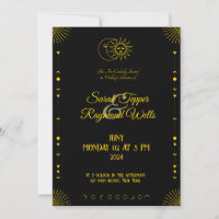 Celestial Spiritual Gold Moon nad Sun Invitation