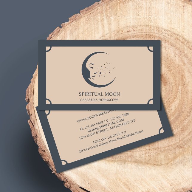 Celestial Spiritual Moon Stars Astrology elegant Business Card (Creator Uploaded)