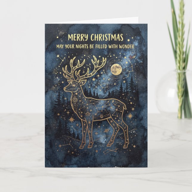 Celestial Stag Merry Christmas Card (Front)