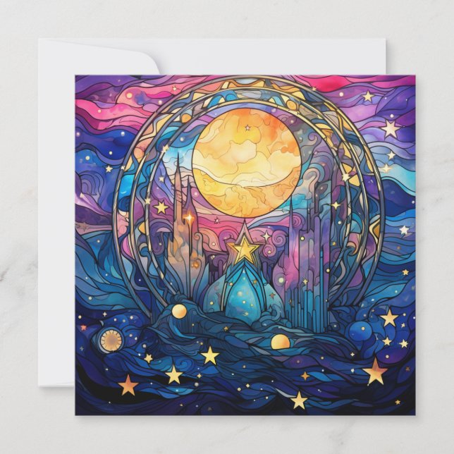 Celestial Stained Glass Greeting Card (Front)