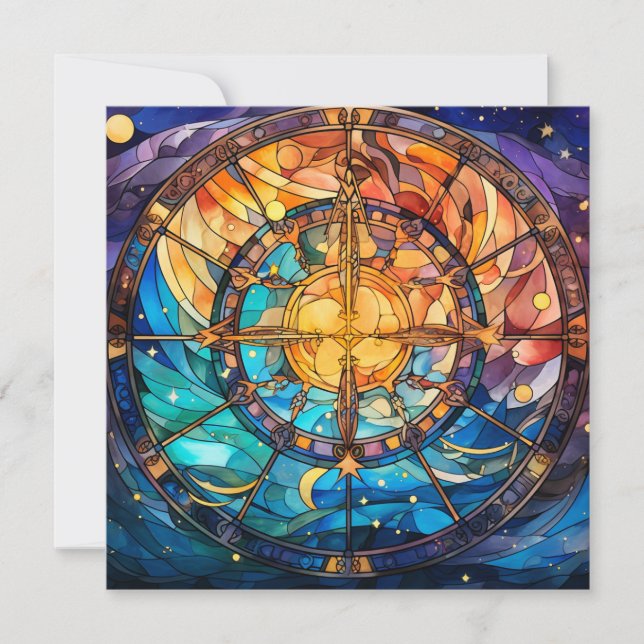 Celestial Stained Glass Greeting Card (Front)