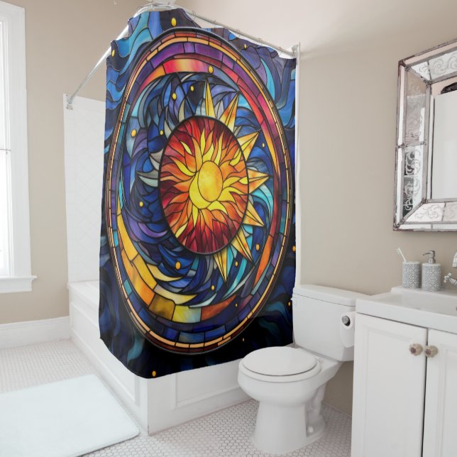 Celestial Stained Glass Shower Curtain (In Situ)