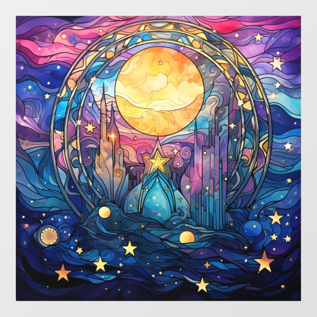 Celestial Stained Glass Window Cling (Sheet)
