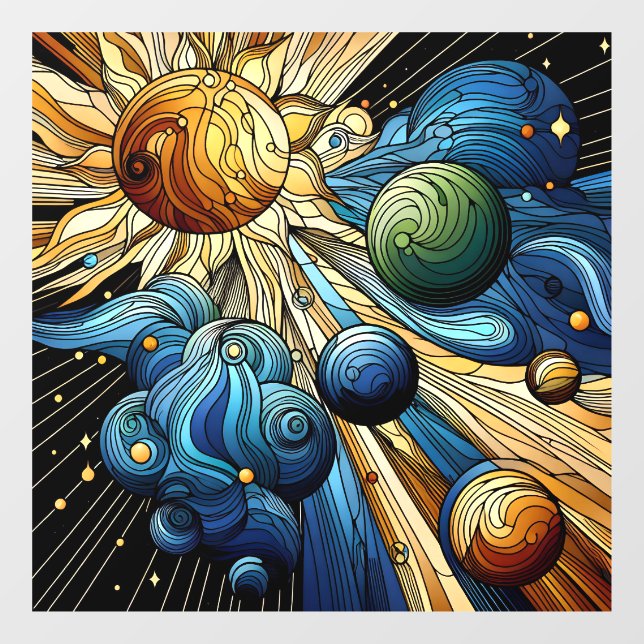 Celestial Stained Glass Window Cling (Sheet)