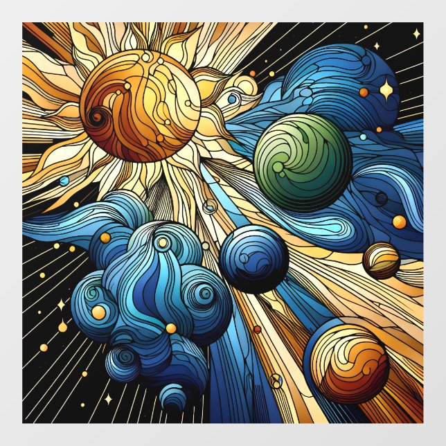 Celestial Stained Glass Window Cling (Sheet)