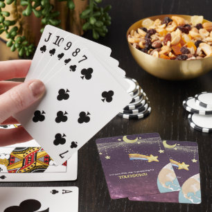 Celestial Star Custom Typography Baby Shower Playing Cards