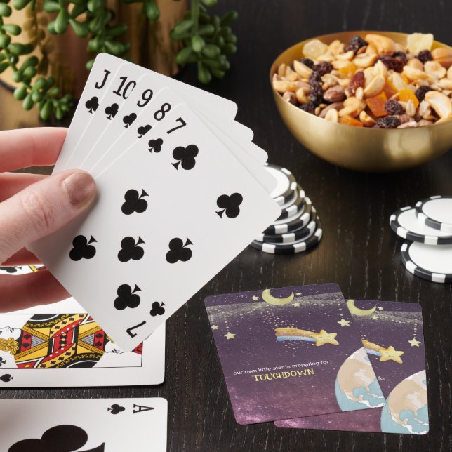 Celestial Star Custom Typography Baby Shower Playing Cards (In Situ)