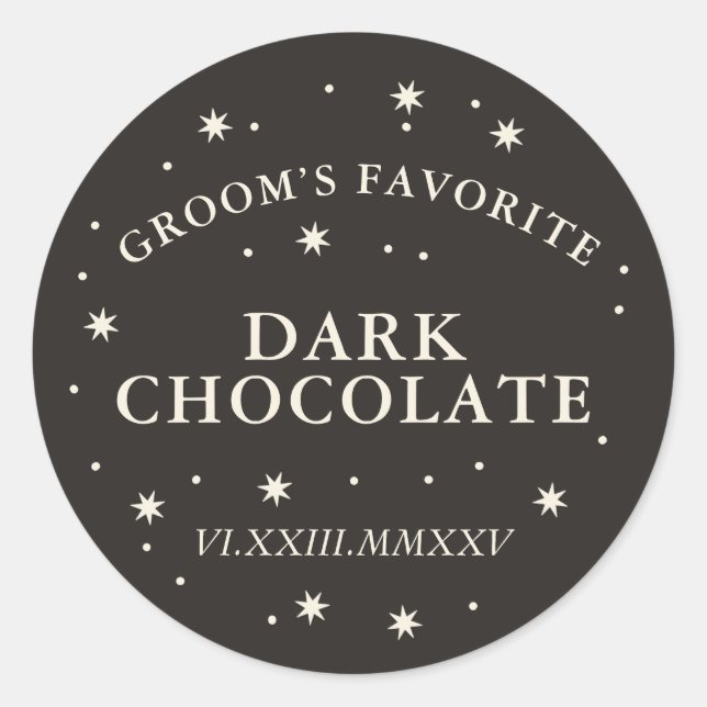 Celestial star groom’s favourite choice favour  classic round sticker (Front)