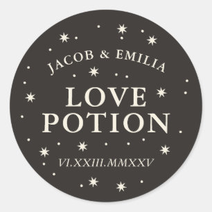 Celestial star love potion wedding cocktail favour classic round sticker