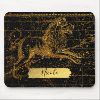 Celestial Star Map Astrological Sign LEO Lion Gold