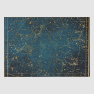 Celestial star map constellation blue gold galaxy  tissue paper
