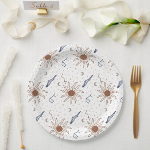 Celestial Star, Sun and Moon Paper Plate