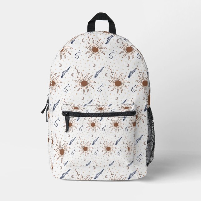 Celestial Star, Sun and Moon Printed Backpack (Front)