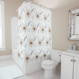 Celestial Star, Sun and Moon Shower Curtain