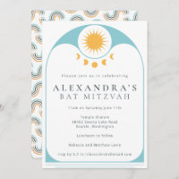 Celestial Star Sun Yellow Blue Modern Bat Mitzvah