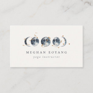 Celestial Starry Moon Phase Navy Blue Business C Business Card