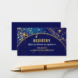 Celestial starry night blue wedding registry  enclosure card