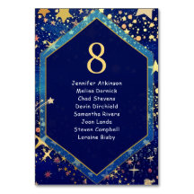 Celestial starry night blue wedding seating 