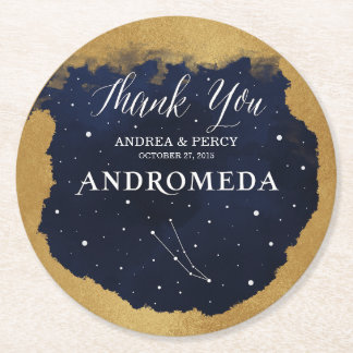 Celestial Starry Night Constellation Andromeda Round Paper Coaster
