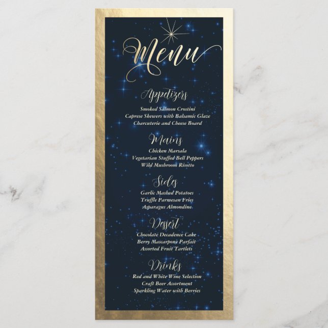 Celestial Starry Night Menu Card (Front)