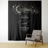 Celestial Starry Night Moon Black Wedding Backdrop